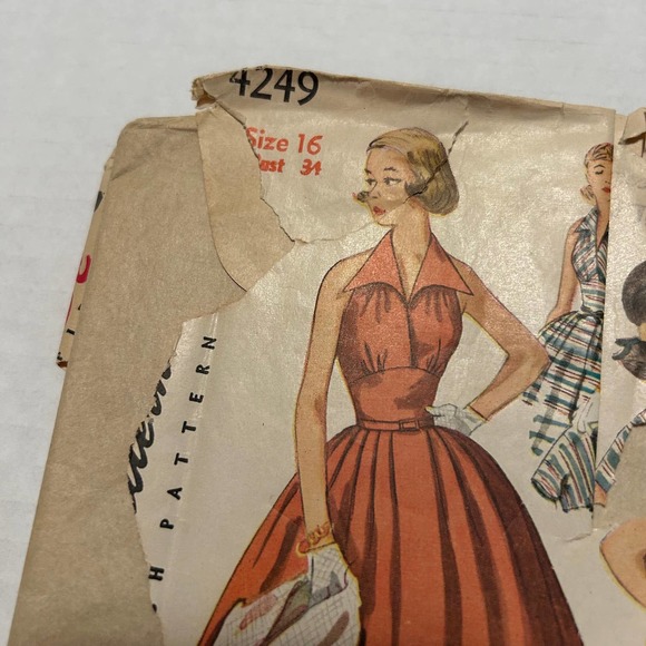 Simplicity Vintage 1950's Pattern  #4249 Misses Halter Dress and Jacket Size 16 - Picture 2 of 8